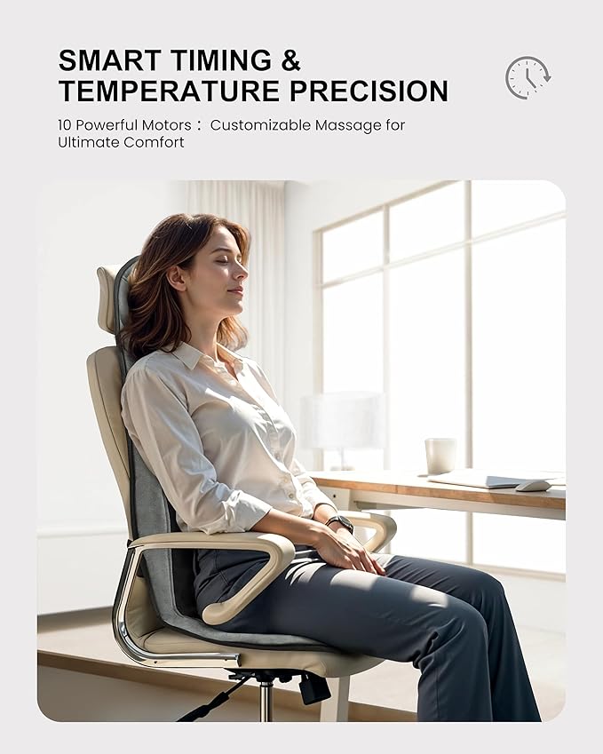 COMFIER Back Massager with Heat,Massage Chair Pad,Massage Seat Cushion with Adjustable Lumbar Support,Back Massage for Pain Relief,Chair Massager for Recliner,Mother‘s Day Gifts for Mom