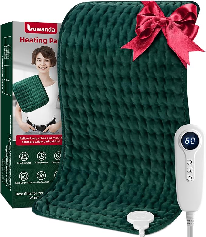 Heating Pad for Back Neck Shoulder Pain Relief and Period Cramps, Large Heating Pads for Women Legs Knee Feet Stomach and Hip with Timer, Machine Washable Heat Pad, Gifts for Women Mom Her Men Dad Him