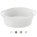 ABenkle Small Basket with Handles, Boho Decorative Rope Woven Dog Cat Toy Storage Bin Shelf Storage Organizer, Easter Christmas Gift Basket, 12"x8"x5", White
