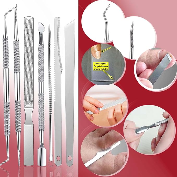 10PCS Toenail Clippers Tool, Ingrown toenail Tool, Professional Thick & Ingrown Toe Nail Clippers for Men & Seniors(red)