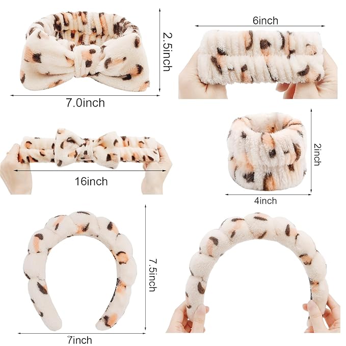 Chanaco Spa Headband, Makeup Headband with Wrist Bands, Hair Accessories for Washing Face and Teen Girl Gifts for Women