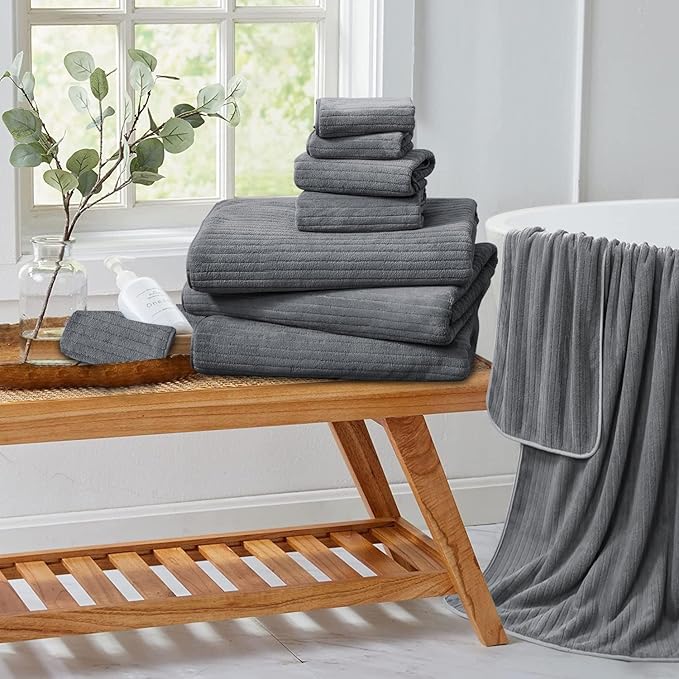 Extra Large Bath Sheet Set of 4,Ultra Soft Fluffy Towel,35”x 70”Oversized Bath Towel Set,Premium Microfiber Bathroom Towel Set Highly Absorbent Quick Dry Shower Towel for Bathroom,Hotel,Spa(Grey)