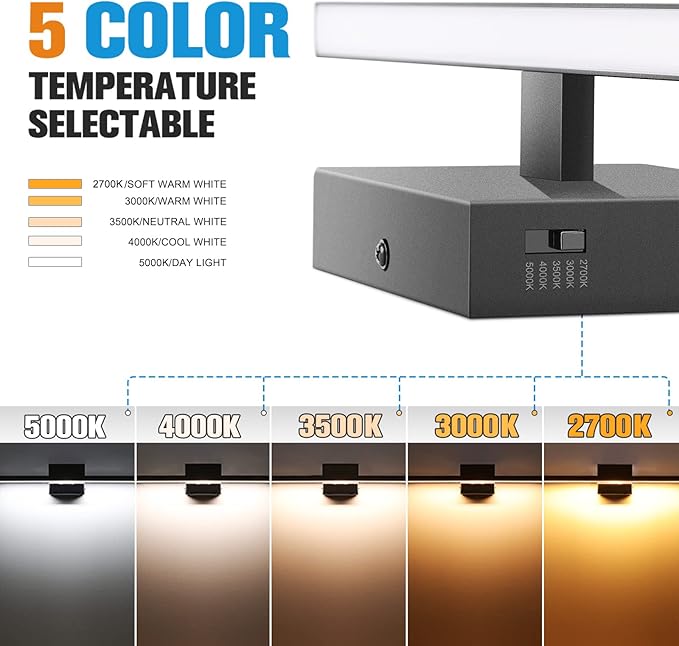 VOLISUN Modern Bathroom Vanity Light 31.5 inch, 18W Dimmable 5CCT Led Bathroom Light Fixture Over Mirror, Black Bar Vanity Light for Bathrooms Mirror Cabinets Bedroom-ETL Certificated