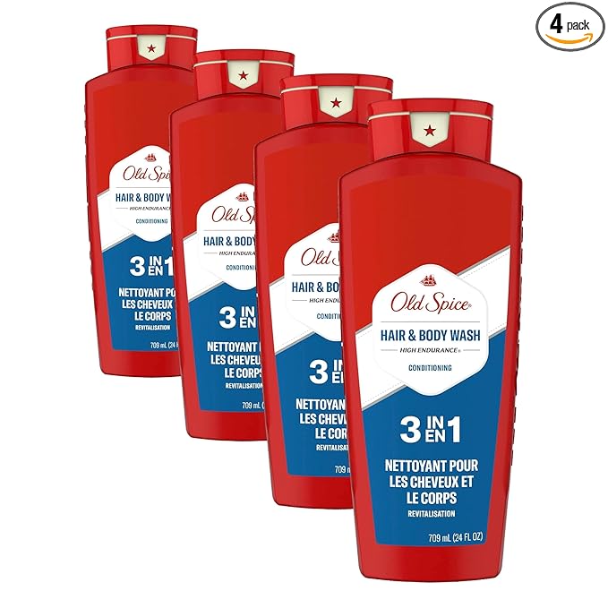 Old Spice Refreshing 2-in-1 Hair & Body Wash Conditioner for Men, High Endurance, 3X Defense, 24/7 Shower Fresh with Lasting Scent, Scented, 24 oz (Pack of 4)