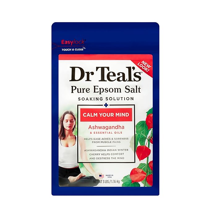 Dr Teal's Epsom Salt Magnesium Soak, Ashwagandha & Essential Oils, 3 lbs