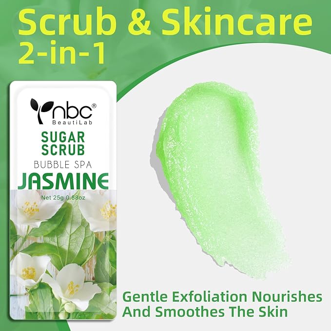 Foot Exfoliating Scrub, Sugar Scrub, Dead Skin Remover for Feet, Individually Packaged Foot Scrub Smooths, Hydrates, Detoxifies Tired and Dry Cracked Feet 16 Packs per Box, Jasmine