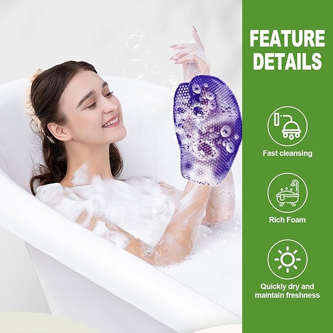 Honeycomb Exfoliating Bath Gloves - Microfiber for Enhanced Blood Circulation & Soft, Smooth Skin - Exfoliating Shower Mitt Sponges for All Skin Types (Dark Purple - Glove)