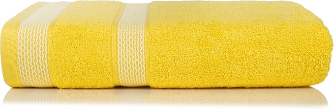 CASA COPENHAGEN Solitaire 6Pcs 100% Egyptian Cotton Large Designer Towels Gift Set- Butter Yellow, 600GSM, 2Bath 2Hand 2Washcloths, Bath Towels for Bathroom Set for Women & Men