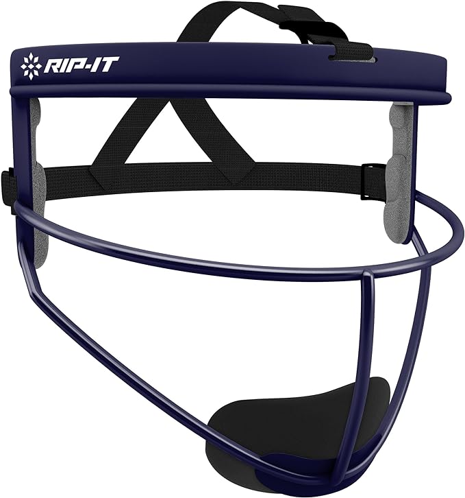 RIP-IT Original Defense Softball Face Mask, Lightweight, Protective Fielder's Softball Face Shield with Ponytail Strap & Soft Foam Padding