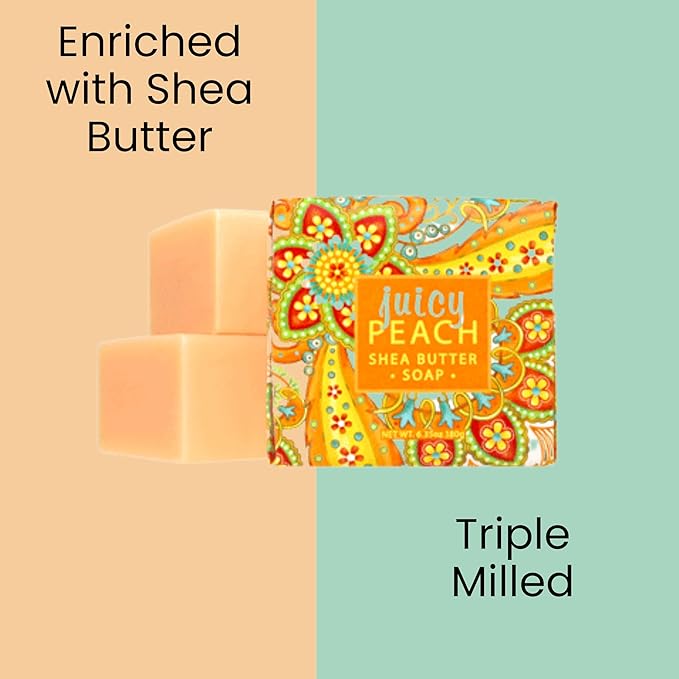 Greenwich Bay Mini Botanical Soap Bars – 12 Pack 1.9 oz Each – Individually Wrapped Guest Soaps for Airbnb, Spa, Travel, Bath – Travel Size Bar Soap Set, Juicy Peach