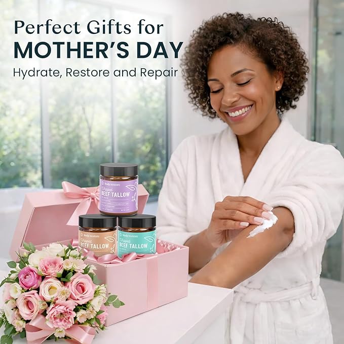 Body Restore Whipped Beef Tallow Balm – Mothers Day Gifts for Mom, Grass Fed Moisturizer for Face and Body, Birthday Gifts for Women, Self Care – Lavender
