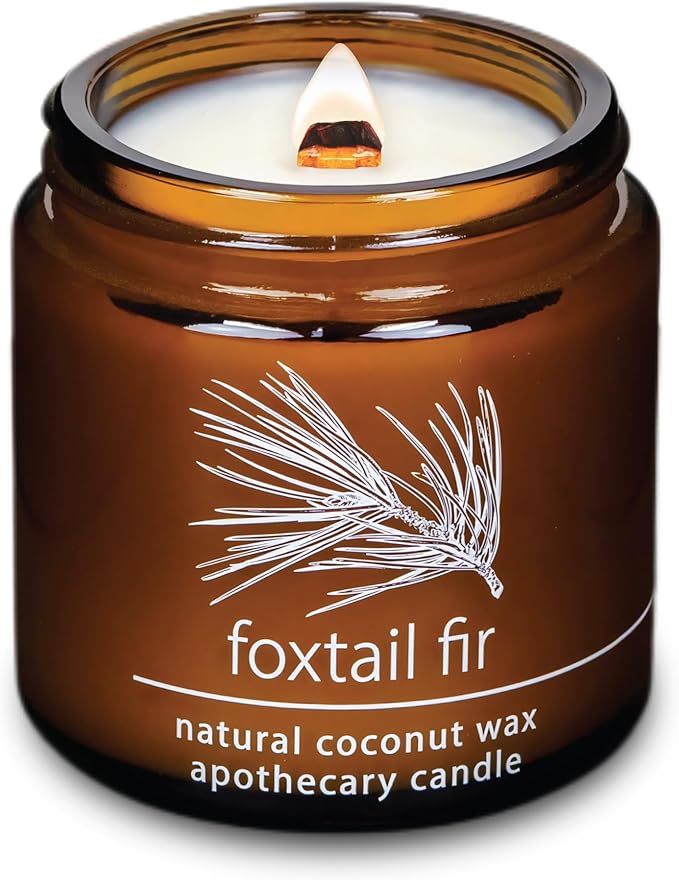 Hemlock Park Foxtail Fir Apothecary Hand-Poured Scented Candle | Crackling Wood Wick, Botanical Fragrance & Coconut Wax | Up to 25 Hour Burn Time | 4 oz