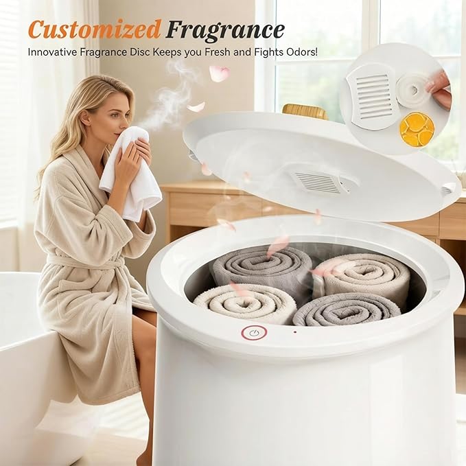 Luxury Towel Warmer Bucket, Large Towel Warmers for Bathroom,Auto Shut Off, Fits Up to Two 40"X70" Oversized Towels, Bathrobes, Blankets, PJ's and More