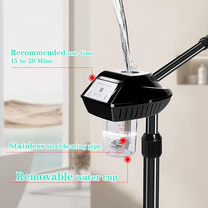 Facial Steamer on Wheels,Face Steamer for for Deep Cleansing and Hydration with Timer Function for Spa, Salon and Home Use