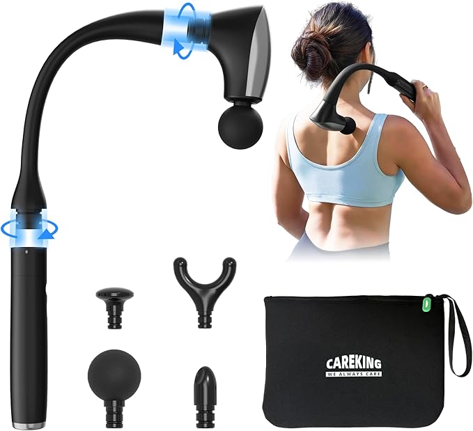 2-in-1 Detachable Muscle Massage Gun Deep Tissue with 20'' Extension Handle, Back and Neck Massager for Pain Relief, Handheld Massager for Shoulder Lower Back Leg Waist, FSA-HSA Eligible