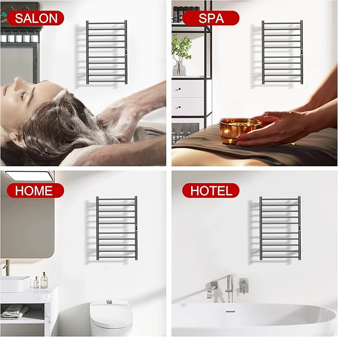 Electric Towel Warmer Rack,Heating Towel Warmer,Timer & Temperature Control,Wall-Mounted Plug-in for Bathroom,Brushed Gungrey,Stainless Steel,10-Bar(31.5x20.08x4.41in)