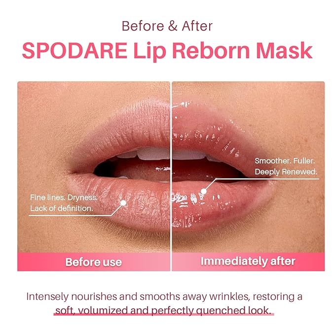 SPODARE Sleeping Lip Mask Strawberry - Overnight Lip Treatment, Lip Care Hydration, Repair for Dry Cracked Lips, Vitamin C, Soft and Nourished Lips Overnight, Christmas, with Shea Butter - 20g