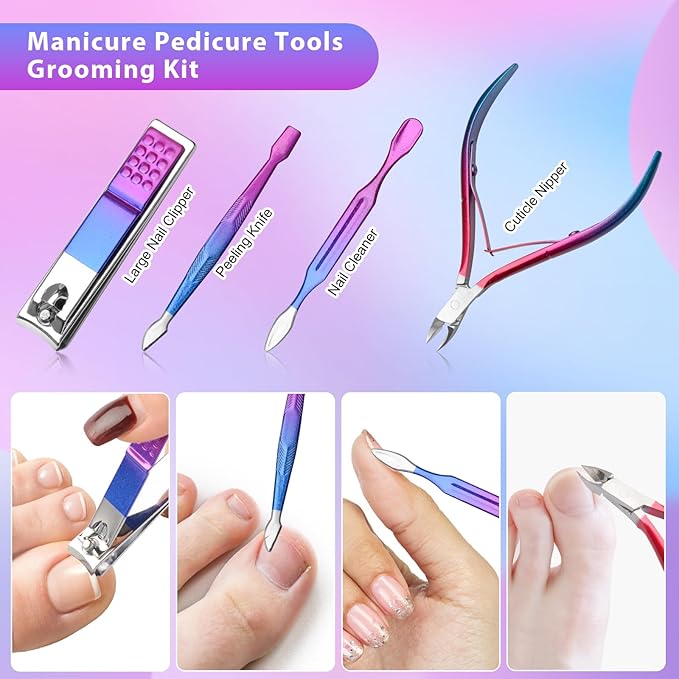 CGBE 12Pcs Manicure Set Nail Clippers Pedicure Kit Men Women Grooming kit Manicure Professional Nail Care Tools Gift with Luxurious Travel Case
