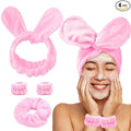 my novel things Hair Band for Washing Face, Adjustable Skincare Spa Headband and Wristband Set for Women Girl, Makeup Hair Headbands Cute Pink Versatile Fun Gift for Friend
