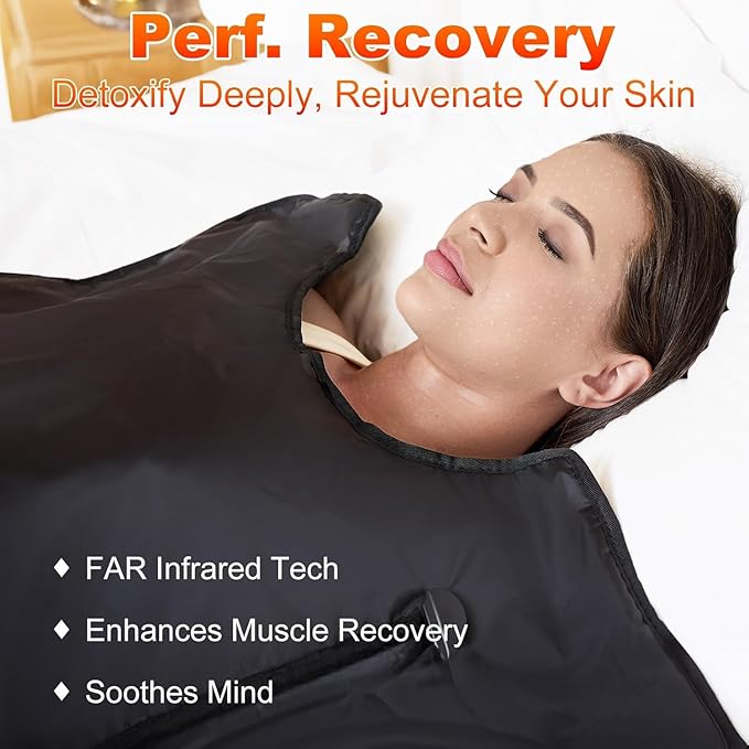 Infrared Sauna Blanket for Home: Portable Full Body Detox Wrap with Deep Heat Relaxation - Adjustable 86-176°F Far Infrared Therapy 20-60 Min Timer Waterproof Foldable Design 71 x 31.5 Inch