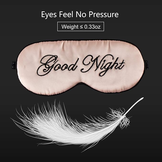 Silk Sleep Eye Mask for Women and Men Soft Ladies Ultra Lightweight Adjustable Strap Satin Eye Night Blindfold Eyeshade Cover for Full Night's Sleep, Travel and Nap Pink
