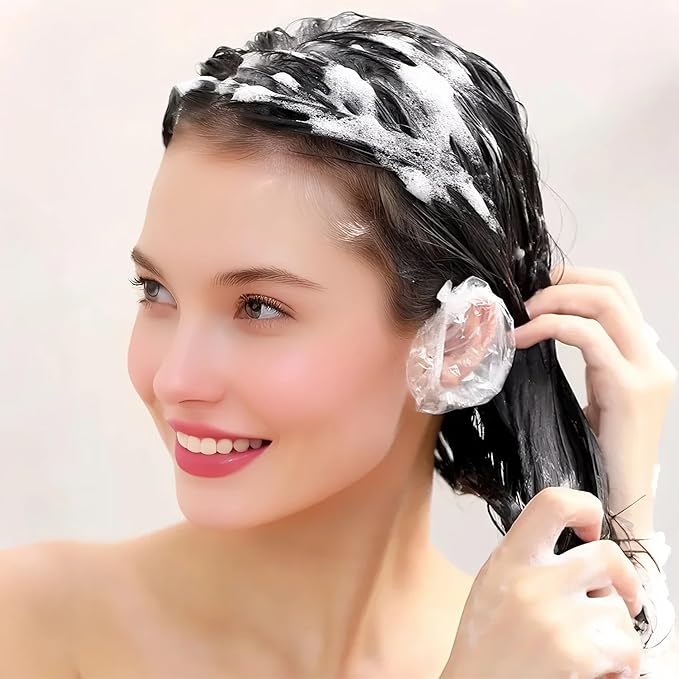 400 Pack Disposable Ear Covers for Shower Waterproof, Ear Shower Caps Hair Dye Ear Protectors for Adults - Clear Elastic Ear Caps for Bathing, Salon, Spa, Travel, Plastic Ear Covers for Showering