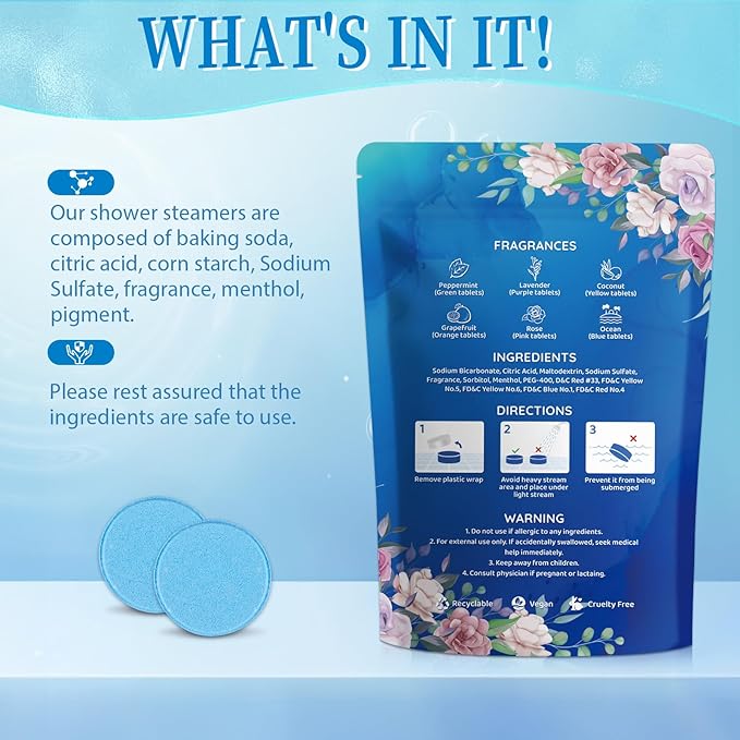 18-Pack Shower Steamers Aromatherapy, Shower Bath Bombs with Individually Wrapped, Variety Shower Tablets, Mothers Day Presents for Mom, Birthday Presents for Women, White Elephant