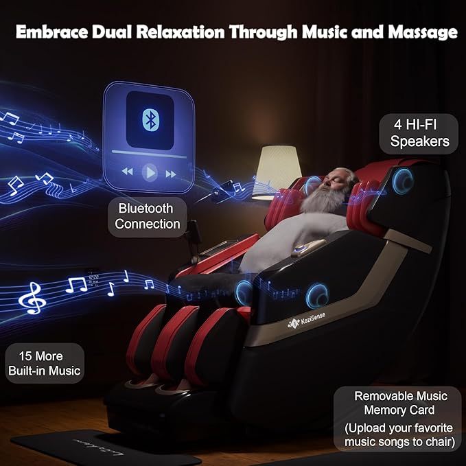 KoziSense KZ-313 2026 Heated Jade Roller Massage Chair Full Body, Deep Zero Gravity SL-Track with Heat, 12 Auto Modes, 6 Custom Programs, Backlit Touch Screen, Voice Control, Wireless Charger
