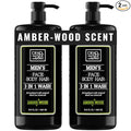 Dead Sea Collection Amber Wood Men’s Body Wash – 3 in 1 Body Wash for Men for Hair, Face & Body – Moisturizing Shower Gel with Dead Sea Minerals – Pack of 2 (33.8 fl oz each)