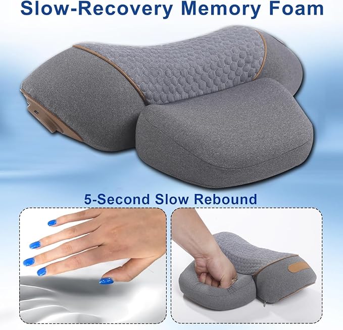 3-in-1 Neck Massager Pillow with Heat - Electric Deep Tissue Massage for Neck & Shoulder Pain Relief, Portable Hump Corrector, Memory Foam Massaging Pillow for Home, Car, Office