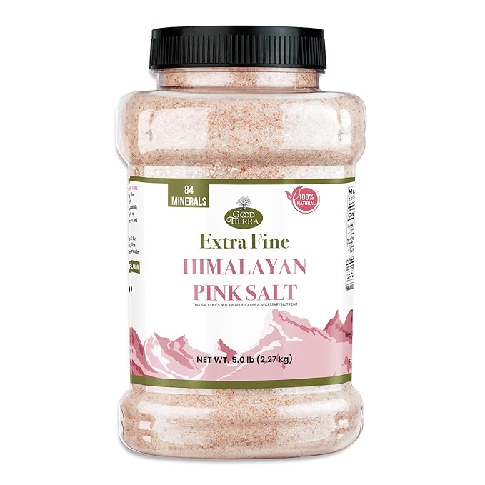Good Tierra Himalayan Pink Salt in Jar - Extra-Fine Grain - 5 lb. (4 Pack)
