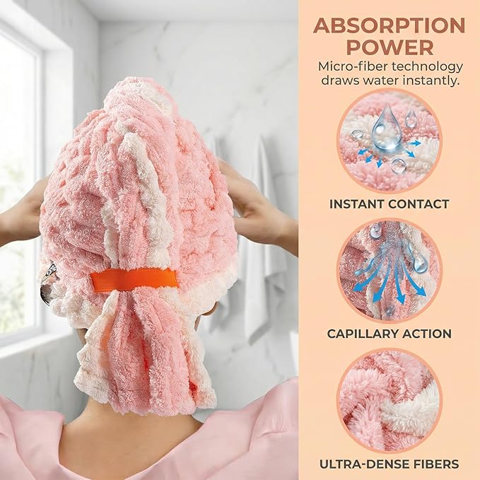 Hair Towel Wrap for Women, High Absorbency Hair Drying Towel Wrap,1Packs Soft Polyester Hair Wrap Towels for Women Accessories, Lightweight Hair Wrap for Curly, Long, Thick Hair(Gray)