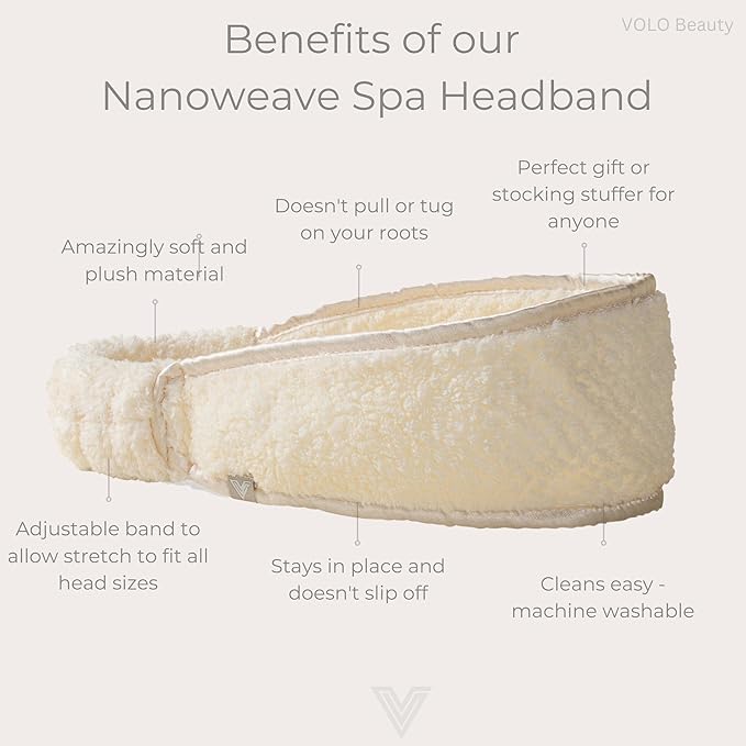 VOLO Luna Gray Spa Headband - Ultra-Soft, Absorbent, Stretchy, Non-Slip Microfiber - 1 Count