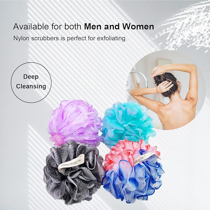 PPHAO - Extra Large Soft Mesh Net Luffa Loofa Loufa Puff - Loofah Sponge - 75g(XXL) - Exfoliating Body Scrubber for Women and Men - Exfoliating Back Scrubber