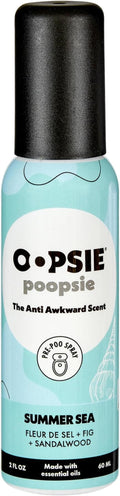 Oopsie Poopsie Toilet Spray, Travel Essentials, Each Up to 300 Uses, On-The-Go Bathroom Odor Deodorizer with Essential Oils, TSA Approved Size, Summer Sea 1 Pack, 2 Fl Oz