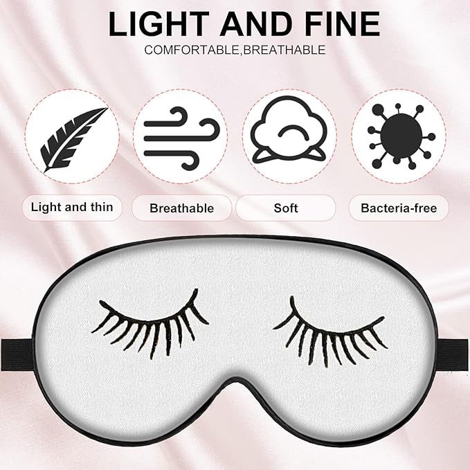 8 Pieces Funny Sleep Mask Silk Eye Mask with Adjustable Strap Soft Cute Blackout Blindfold Eye Cover for Women Men Full Night's Sleep, Travel, Nap, Meditation(Elegant Colors)