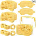 Hoteam 10 Pcs Spa Party Supplies Gift for Mother's Day Sleepover Party Favor Spa Headband Wristband Sleep Eye Mask Velvet Scrunchies for Skin Care Makeup Slumber Night Favor(Yellow)