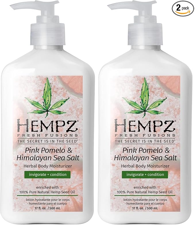 Hempz Body Lotion Pink Pomelo & Himalayan Sea Salt Daily Moisturizing Cream, 17 Fl Oz,(Pack of 2)
