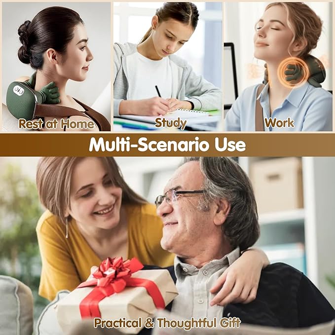 Siasoo Neck Massager With Heat-Wireless Portable Shiatsu Neck and Shoulder Deep Tissue 4D Kneading Back Massage With Fingers,Simulated Human Hand Design Muscle Relax Massager Mothers Day Gifts For Mom