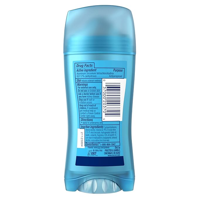 Secret Fresh Antiperspirant Deodorant for Women, 72hr Breathable Sweat & Odor Protection, Instant Freshness & Gentle, PH Balancing Minerals, Invisible Solid, Cocoa Butter Scent, 2.6 oz