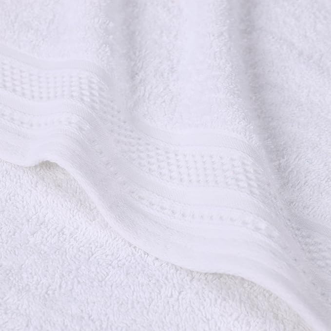 Superior Honeycomb Cotton Medium Weight Towels, for Guest Bath, Master Bathroom, Shower, Quick Dry, Adults, Home Essentials, Textured Waffle Border, Assorted Towel Set, 6 Piece Towel Set, White