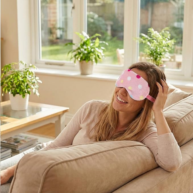 2PCS Plush Sleeping Eye Mask, Soft Plush Eye Mask, Fuffy Eye Cover Comfortable Sleep Mask Blindfold Rainbow Faux Fur Eye Shade for Women, Men and Kids Travel Nap Sleeping(Dot)