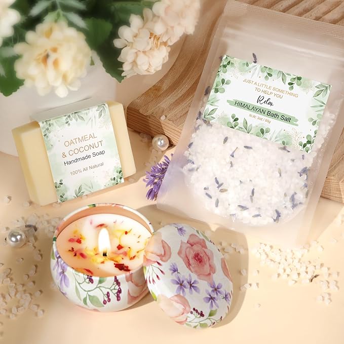 Self Care Gifts for Women Birthday Care Package Spa Kit, Get Well Soon Gift Baskets for Women, Inspirational Sunflower Mothers Day Gifts for Mom Her Wife Sisters Grandma, Thinking of You Sympathy Gift