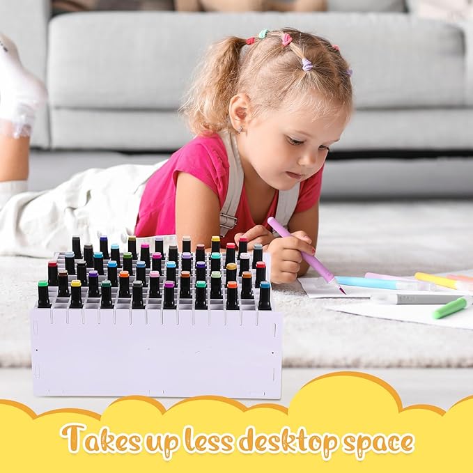 2 Pack Marker Storage Organizer, 360 Slots Total Art Supply Holder for Desk, Marker Rack with Removable Dividers for Colored Pencils & Paint Brushes (13.2 x 10 x 5.3")