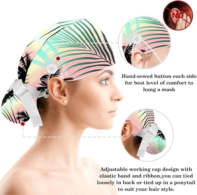 Women's Working Caps with Scrunchies Tarot Pattern Background Lace-Up Hat Unisex Hair Covers One Size
