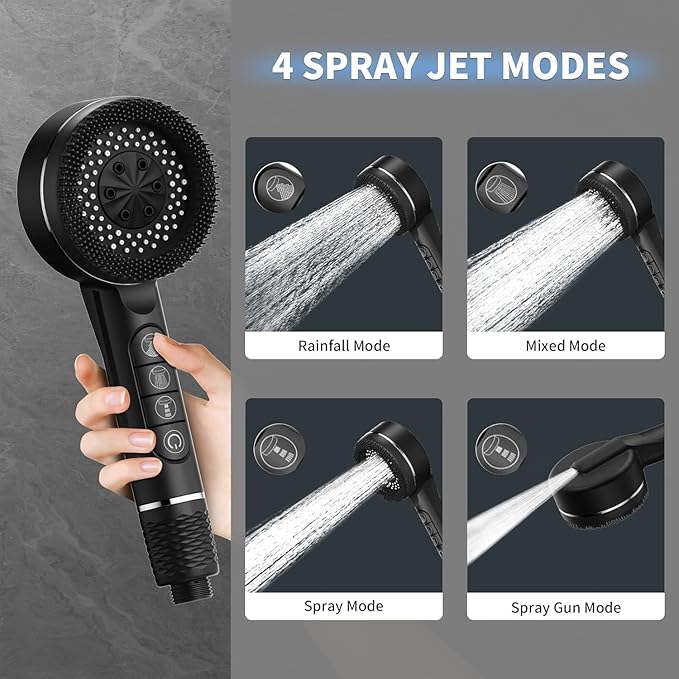 Filtered Shower Head with Handheld, High Pressure 3 Spray Showerhead with Filters & Upgraded Anti-clog Nozzles for Hard Water -Remove Chlorine, Reduce Dry Itchy Skin -ON/OFF Switch for Pet Bath