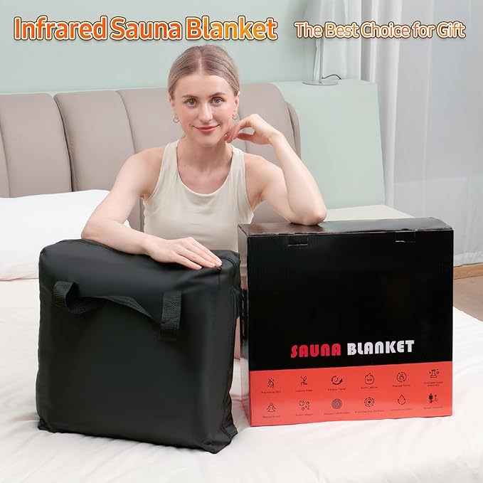 Infrared Sauna Blanket for Home: Extra Large Portable Sauna Blanket withFull Body Detox Wrap & Deep Heat Relaxation - Adjustable 86-176°F Far Infrared Therapy 20-60 Min Timer 74.8 x 35.5Inch