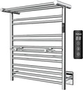 P&Dlusir Heated Towel Warmer with Top Shelf, Heated Towel Rack for Bathroom, H 27.56" x W 23.62", Wall Mounted Towel Warmer Rack, Hard-Wired/Plug-in, Polished