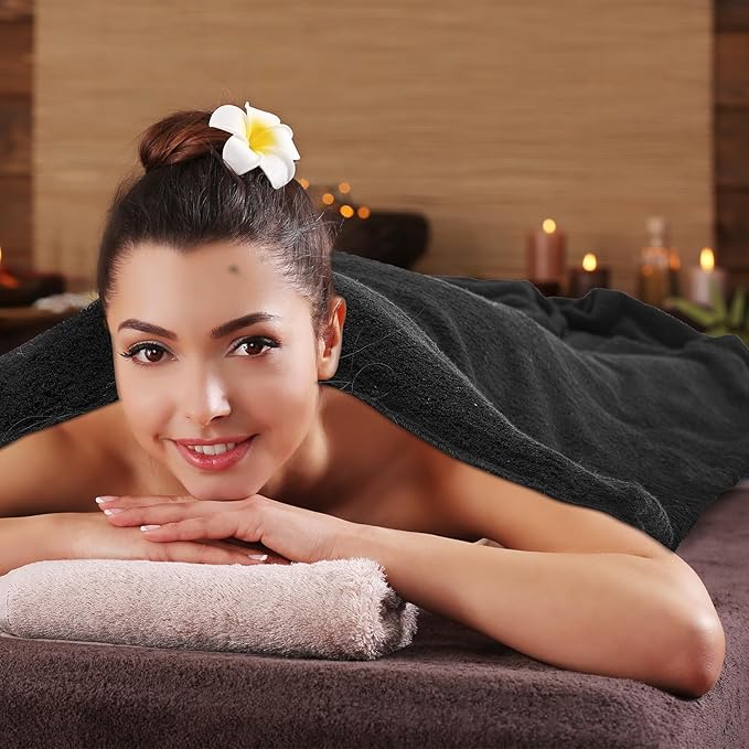 HunnmingRe Infrared Sauna Blanket Towel Inserted, 35 x 70”Cotton Sweat Absorbent Mat, Reusable Machine Washable Cover for for Home Spa, Gym, Pool, Sauna Blanket Accessories(Black)