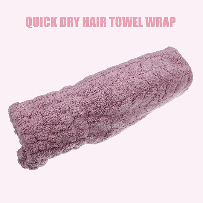 VOCOSTE Diamond Shape Hair Drying Towel Dry Cap, Quick Drying, Lightweight Strong Absorbent, for After Bath Drying Hair, Purple